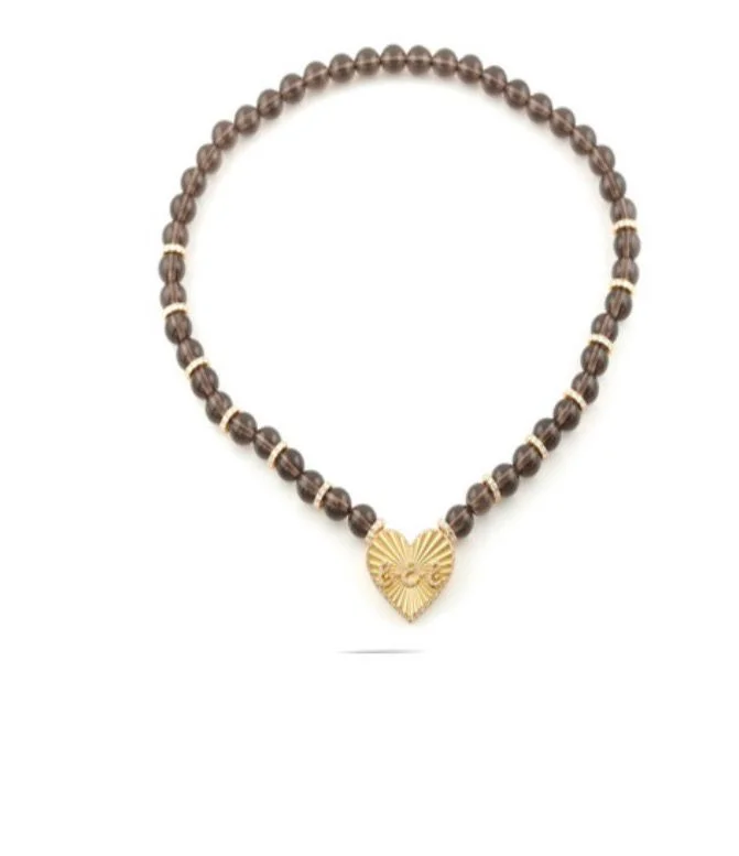 Heartlocket 25 mm Ice Obsidian with 14 Diamond Rondelles